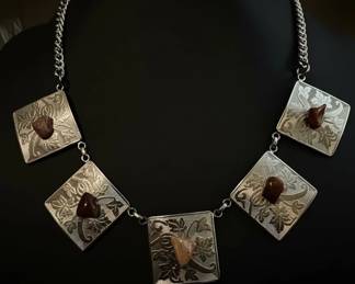Etched Panel Stone Necklace