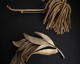 Vintage GoldTone Fringe Brooches