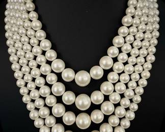 FiveStrand Faux Pearl Necklace B