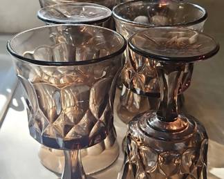 Vintage Smoke Glass Goblets, set of
