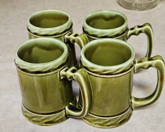 Vintage Green Ceramic Mugs