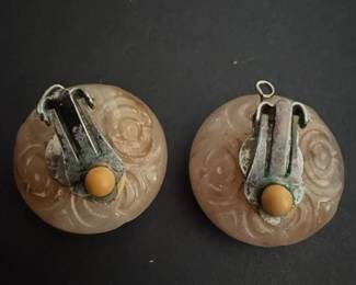 Carved Lucite Clip Earrings second image