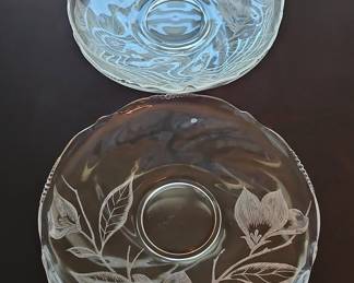 Etched Floral Glass Plates