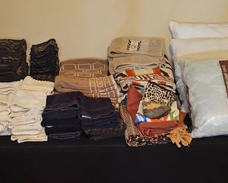 Assorted Linens and Pillows
