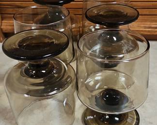 Smoked Glass Stemmed Goblets, set of