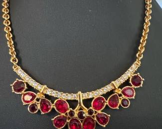 Vintage Red Crystal Necklace