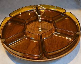 Vintage Amber Glass Lazy Susan second image