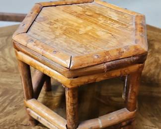 Scorched Bamboo Hexagonal Stool