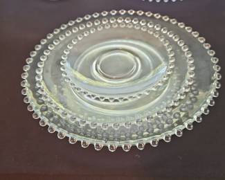 Vintage Glass Plate Set, set of