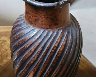 Ribbed Studio Pottery Vase