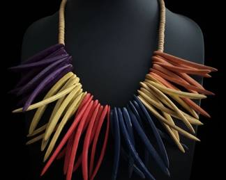 Vintage Rainbow Wood Necklace second image