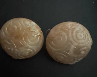 Carved Lucite Clip Earrings