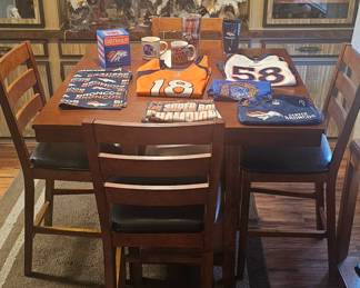 Denver Broncos collectibles.  Table and chair set $150