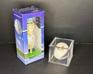 MICROSOFT BOBBLE HEAD AND BASEBALL