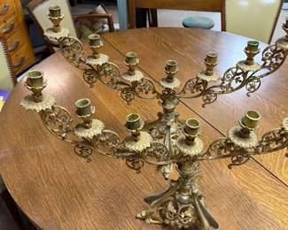 Absolutely Awesome Pair of Vintage Multi Arm Brass Candelabra's