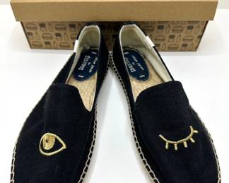 New In Box Jason Polan For Soludos Black Eye Wink Espadrilles Shoes, Size 10 Lot #: 76