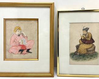 2 Vintage Original Traditional Persian Miniature Portrait Paintings Lot #: 21
