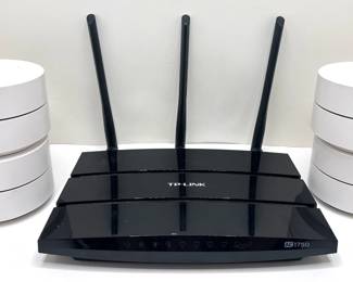TP-Link Archer C7 AC1750 Wireless Dual-Band Gigabit Router & Set 4 Google Wifi AC-1304 Mesh Router Units Lot #: 119