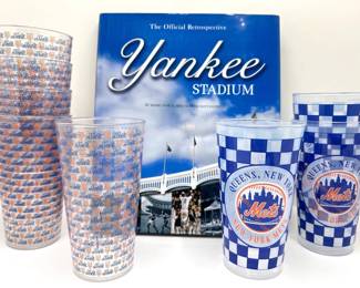 Yankee Stadium Coffee Table Book & 8 Mets Plastic Cups Lot #: 116