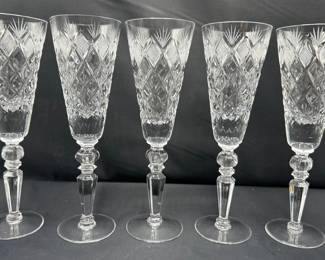 5 Vintage Soviet Lead Crystal Champagne Flutes Lot #: 65