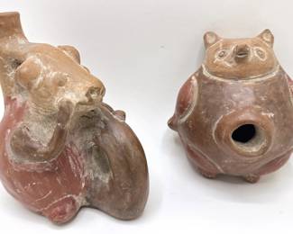 2 Vintage Pre-Colombian Style Terracotta Animal-Shaped Vessels Purchased In Peru Over 40 Years Ago Lot #: 37