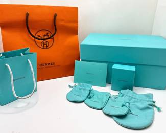 Tiffany & Co & Hermes Branded Boxes & Bags Lot #: 108