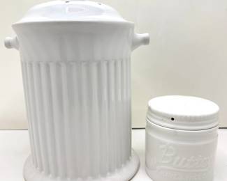 Ceramic Compost Bin With Filters & Vintage Dowan Ceramic French Butter Bell Lot #: 100