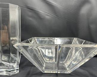 Rosenthal Classic German Crystal Bowl & Hexagonal Crystal Vase Lot #: 43