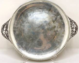 Vintage Sterling Silver William Lawrence DeMatteo Tray With Floral Handles (Weight 24 Ounces) Lot #: 5