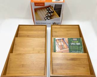 2 New Seville Bamboo Spice Trays & Spice Drawer Liner Lot #: 87