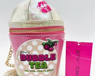 New With Tags Betsey Johnson Bubble Tea Kitsch Crossbody Bag, Retailed For $108 Lot #: 26