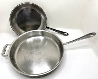 2 All-Clad Stainless Steel Frying Pans, 1 Extra Large Lot #: 109