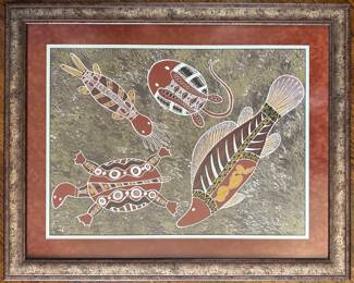 Framed Print Of Aboriginal Painting From Australian Gallery Janbal Lot #: 62