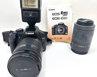 Canon EOS Rebel XSi 450D Digital Camera, Tamron Lens & Vivitar Flash Lot #: 35