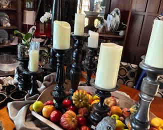 Large collection of Pottery Barn candle sticks Priced to sell