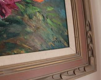 FV 1966 Signed Floral Oil Framed