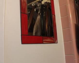 Red Leaded Glass Mirror