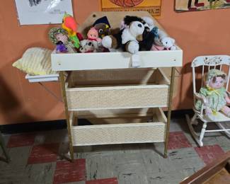 Changing Table and Stuffed Animals  Doll