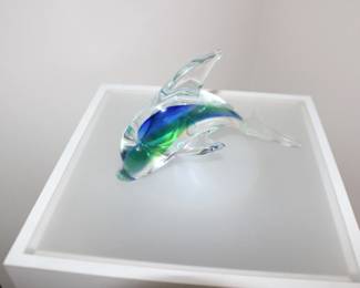 Glass Fish on Lighted Stand