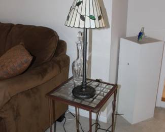 Glass Top Table and Lamp