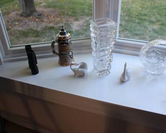 Stein and Glassware And Bleikritall Vase