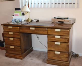 Desk, Office Lamp and Electronic