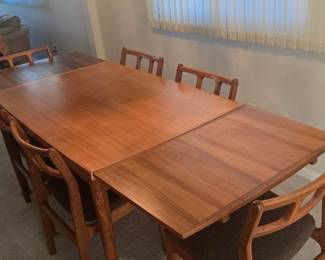 MCM Teak Table & 6 Chairs by D Scan