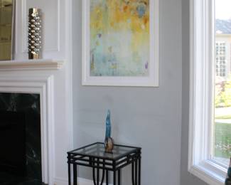 Metal and Glass Table and Decorator Item and Art
