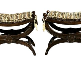 Pair of Maison Jansen Style Curule Stools