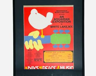 Woodstock Music Fest Poster with Original Promoters Autographs