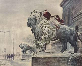 Art Institute Lions at Christmas Chicago by JACK SIMMERLING