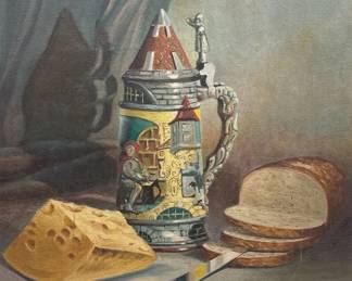 German Beer Stein Oil on Canvas. J. GEORGE HARPER