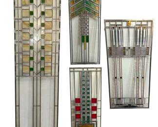 Collection of Arts & Crafts Style Stained Glass Windows, RJ COOPER