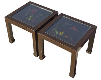 Pair UNION NATIONAL Chinoiserie Inset Parsons Tables